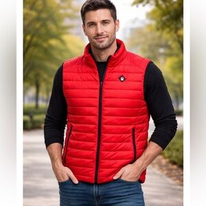Alaskan Hardgear Men’s Red Quilted Puffer Vest | Zip Front | Lightweight